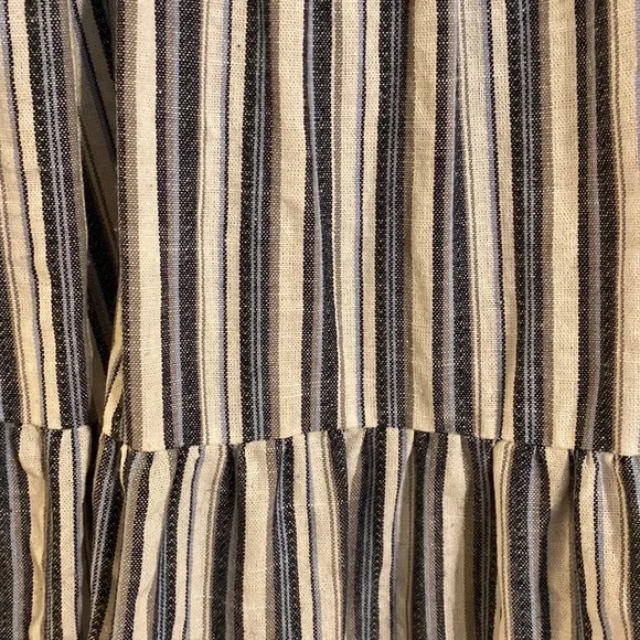 Boutique Smocked Striped Blue and White Midi Dress Large - Picture 3 of 5